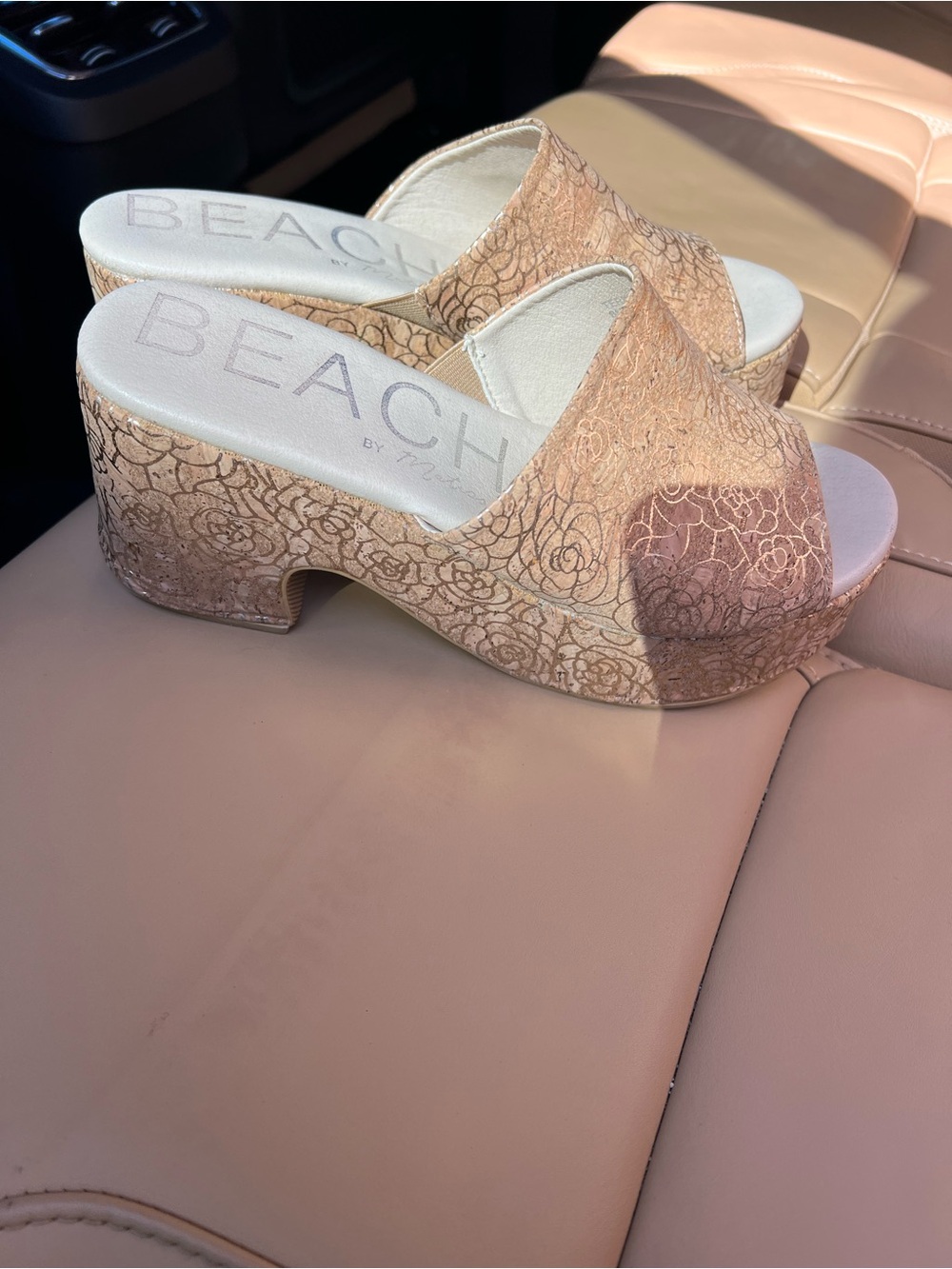 Coconuts by Matisse Beige Floral Wedge Slides